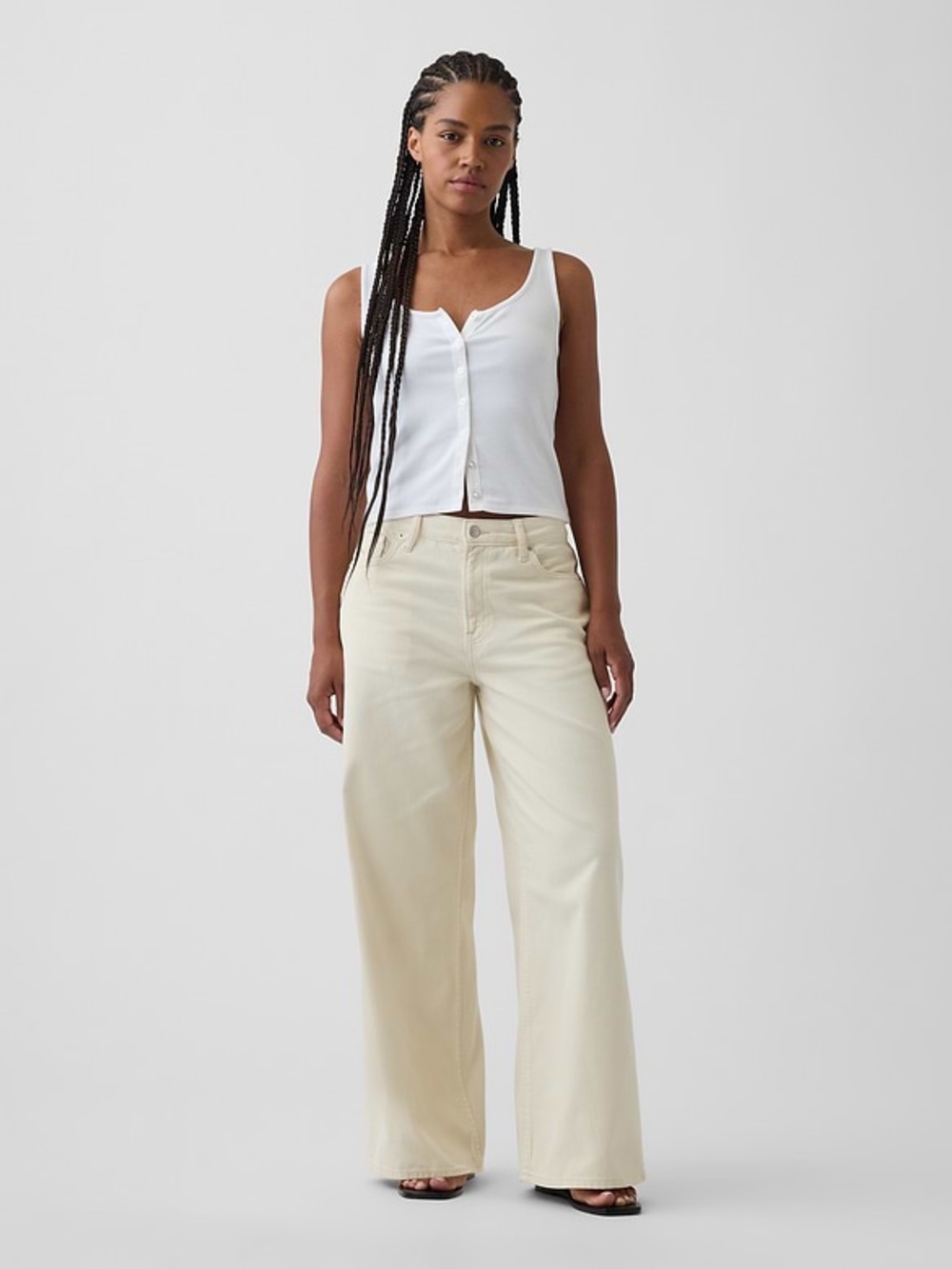 GAP curvy baggy mid rise ultra soft denim wide leg pant